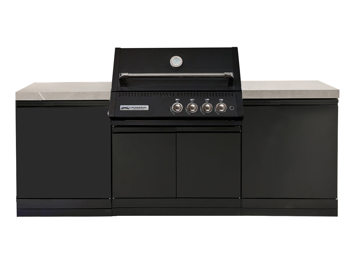 CROSSRAY Compact XPlor 4-Burner BBQ Outdoor Kitchen — Black ...