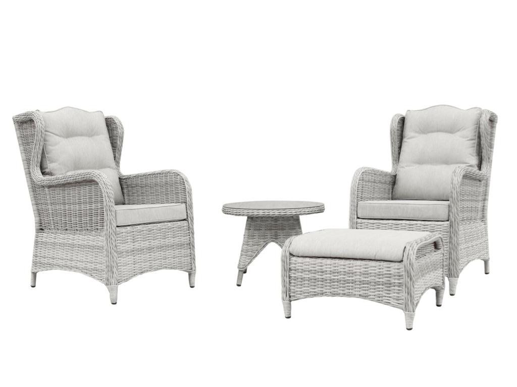 Rosebud 4Piece Wicker Outdoor Balcony Setting — White Shell