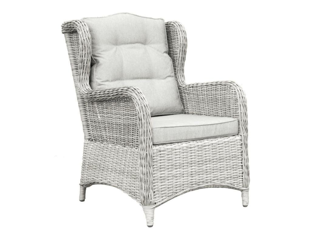 FurnitureOkay Rosebud Wicker Outdoor Lounge Chair — White Shell