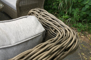 Close up of a wicker outdoor chair
