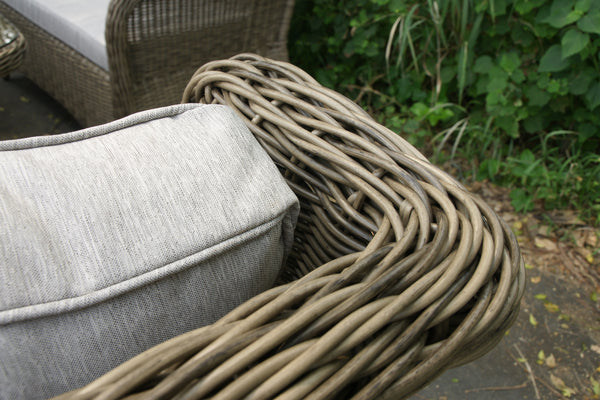 Close up of a wicker outdoor chair