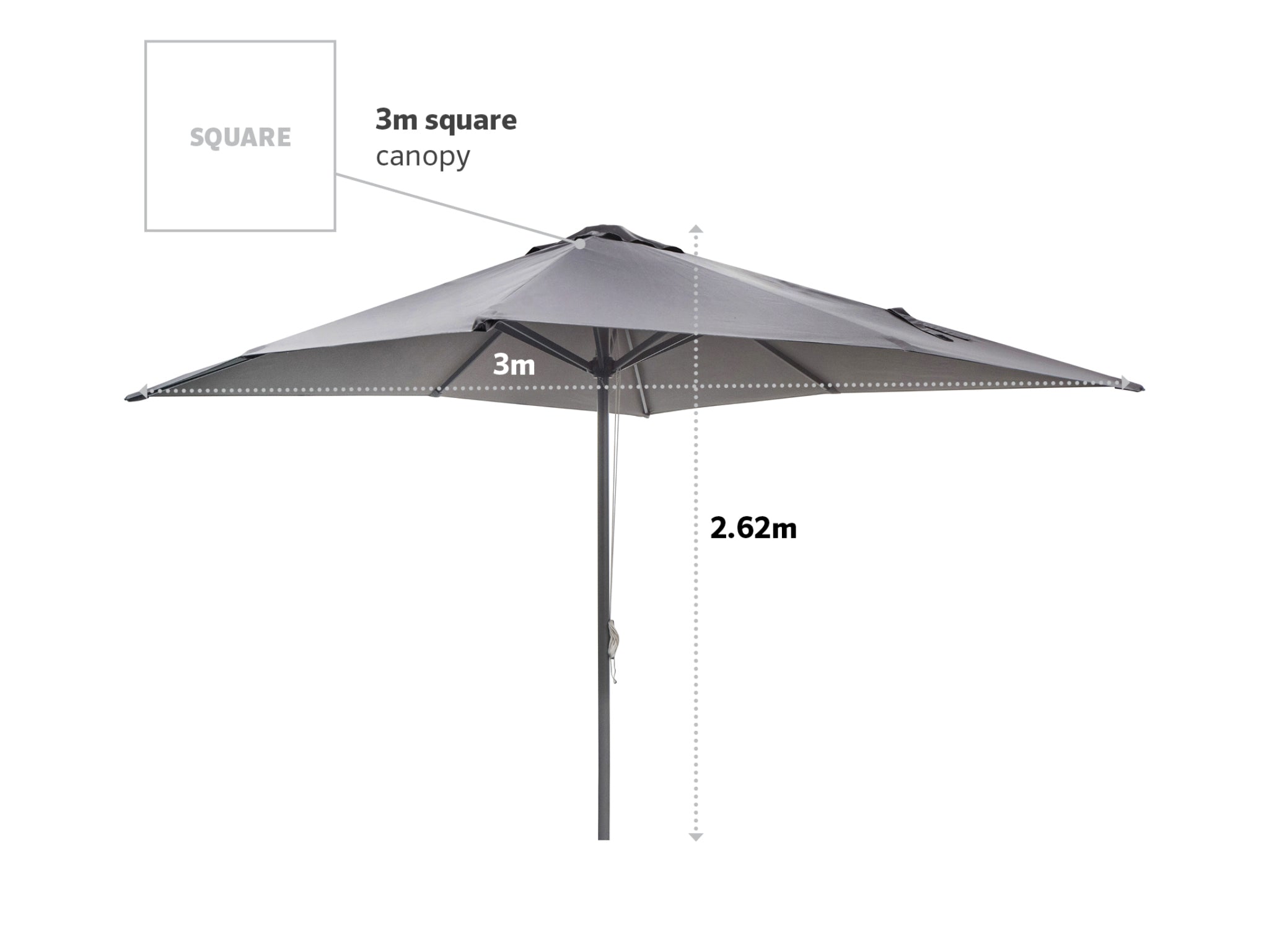 Coolaroo Coogee 3m Square Market Umbrella