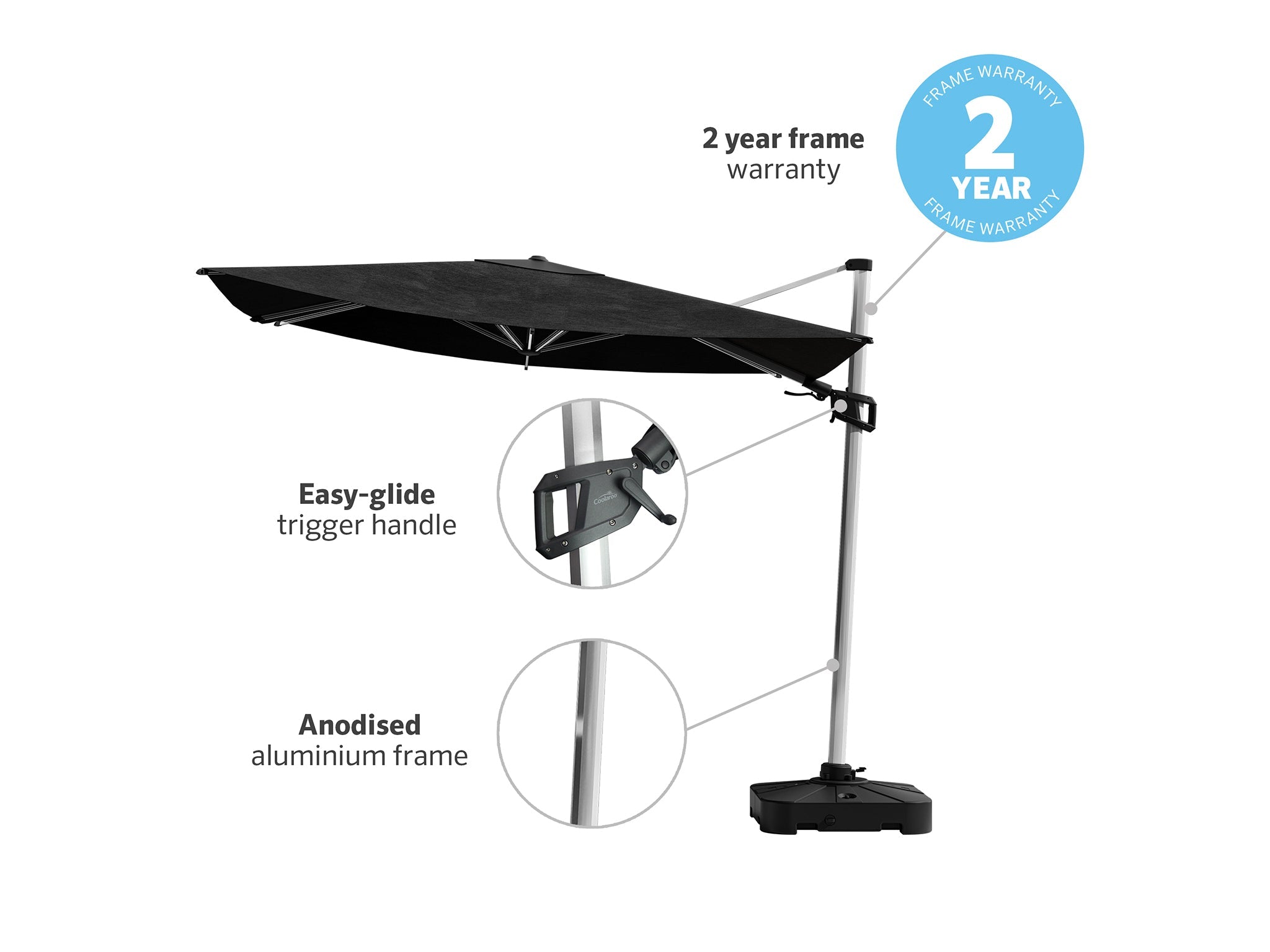 Coolaroo Hampton 3x4m Rectangle Cantilever Umbrella