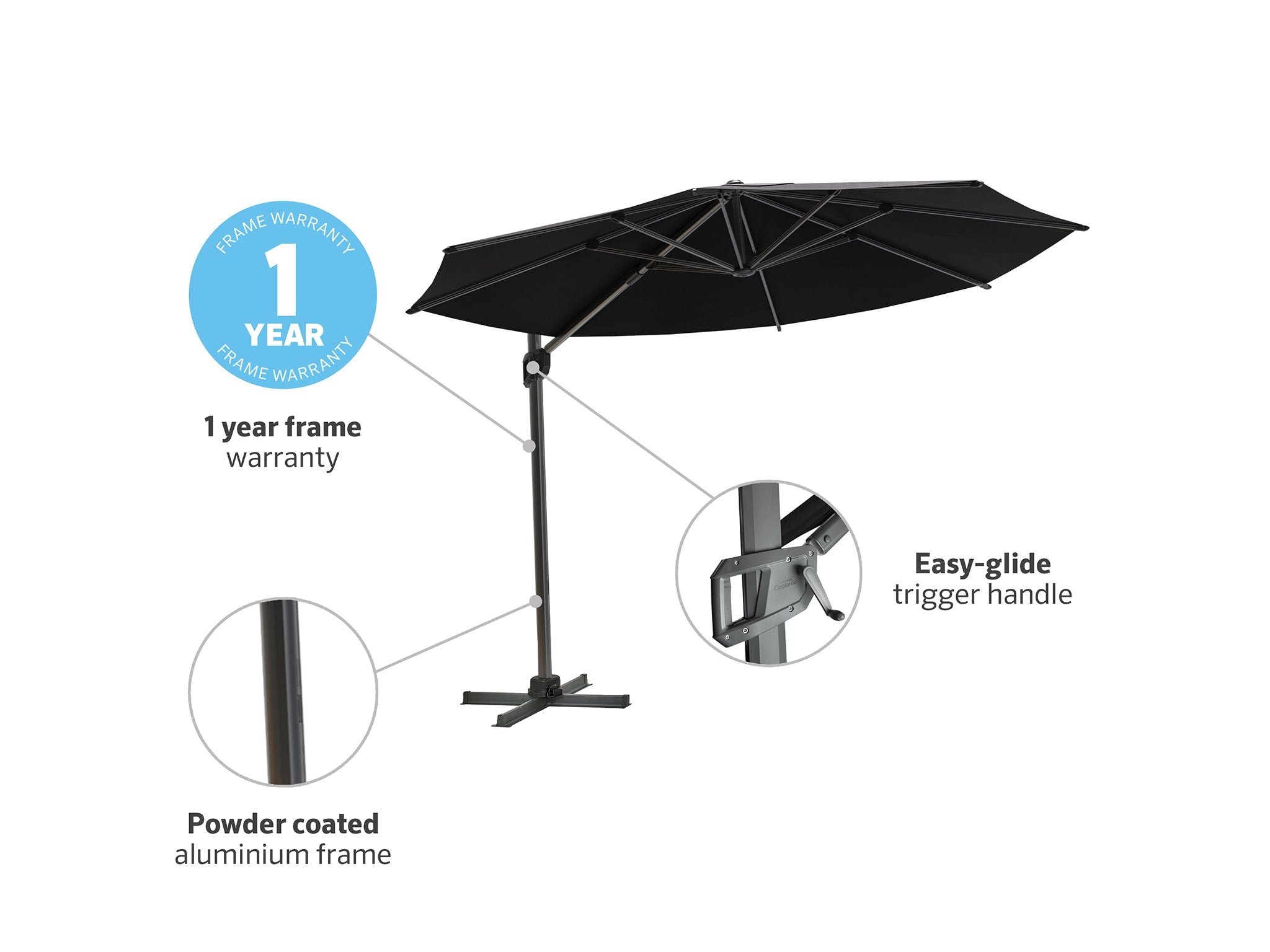Coolaroo Mindil 3.5m Round Cantilever Umbrella