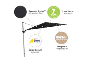 Coolaroo Ventus 3.5m Round Wind Rated Cantilever Umbrella