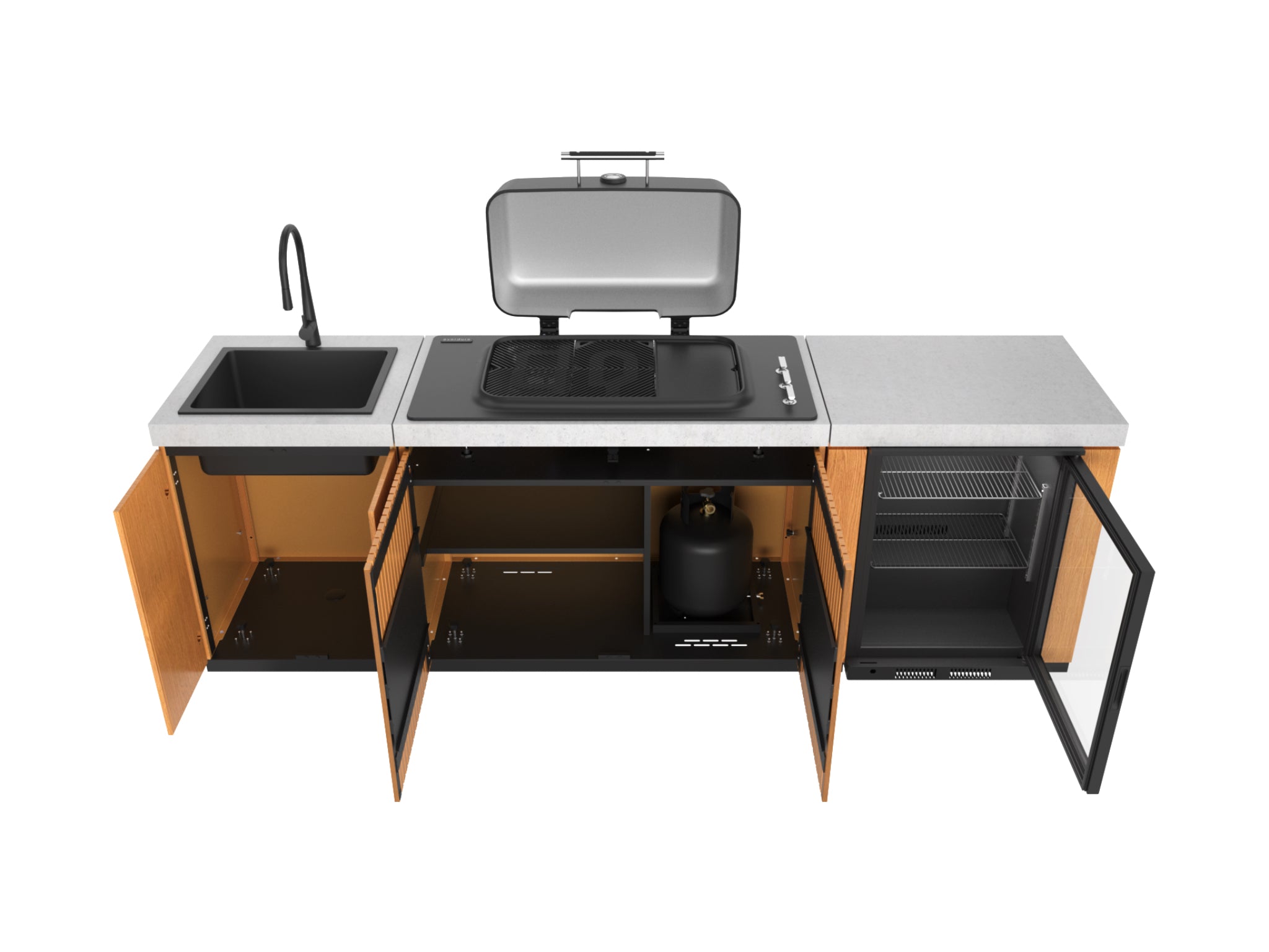 Everdure Seabreeze 3-Burner BBQ Outdoor Kitchen — Natural