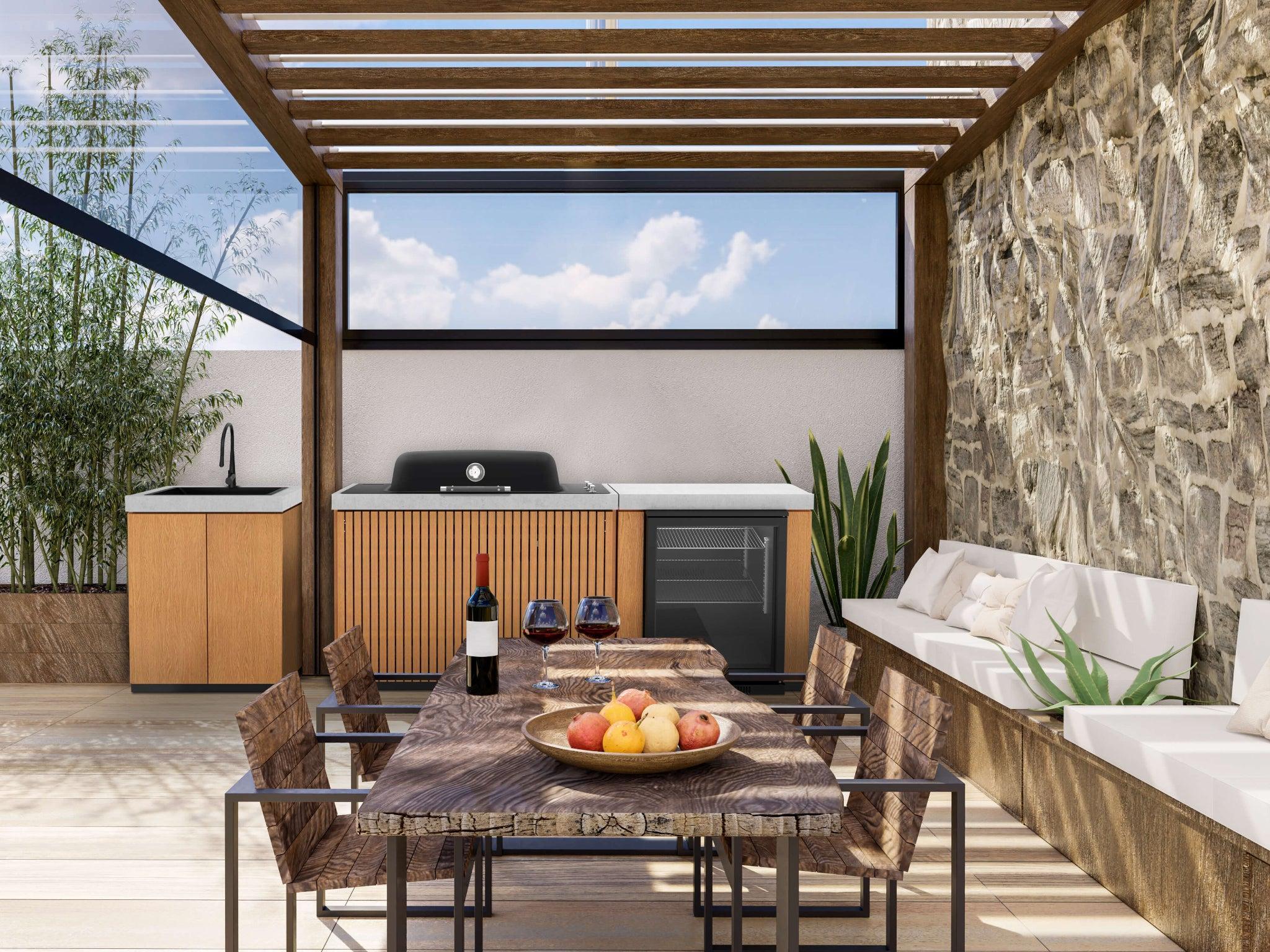 Everdure Seabreeze 3-Burner BBQ Outdoor Kitchen — Natural
