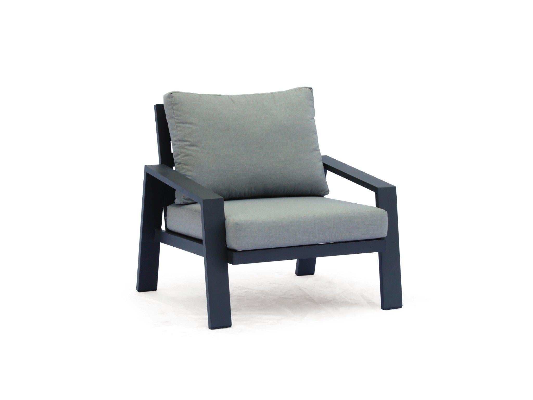 Bondi 4 Piece Aluminium Outdoor Lounge Setting Charcoal FurnitureOkay