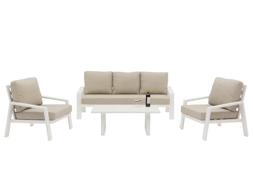 FurnitureOkay Bondi 4-Piece Aluminium Outdoor Lounge Setting — White