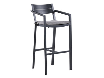 FurnitureOkay Bondi-Mosman 7-Piece Sintered Stone Outdoor Extendable Bar Setting — Black