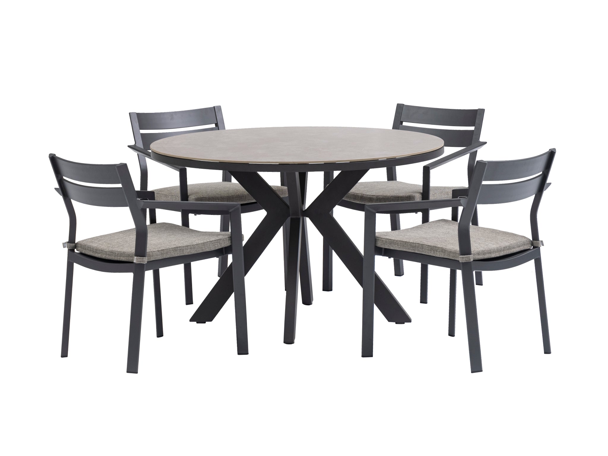 FurnitureOkay Bondi-Capri 5-Piece Sintered Stone Outdoor Dining Setting — Charcoal