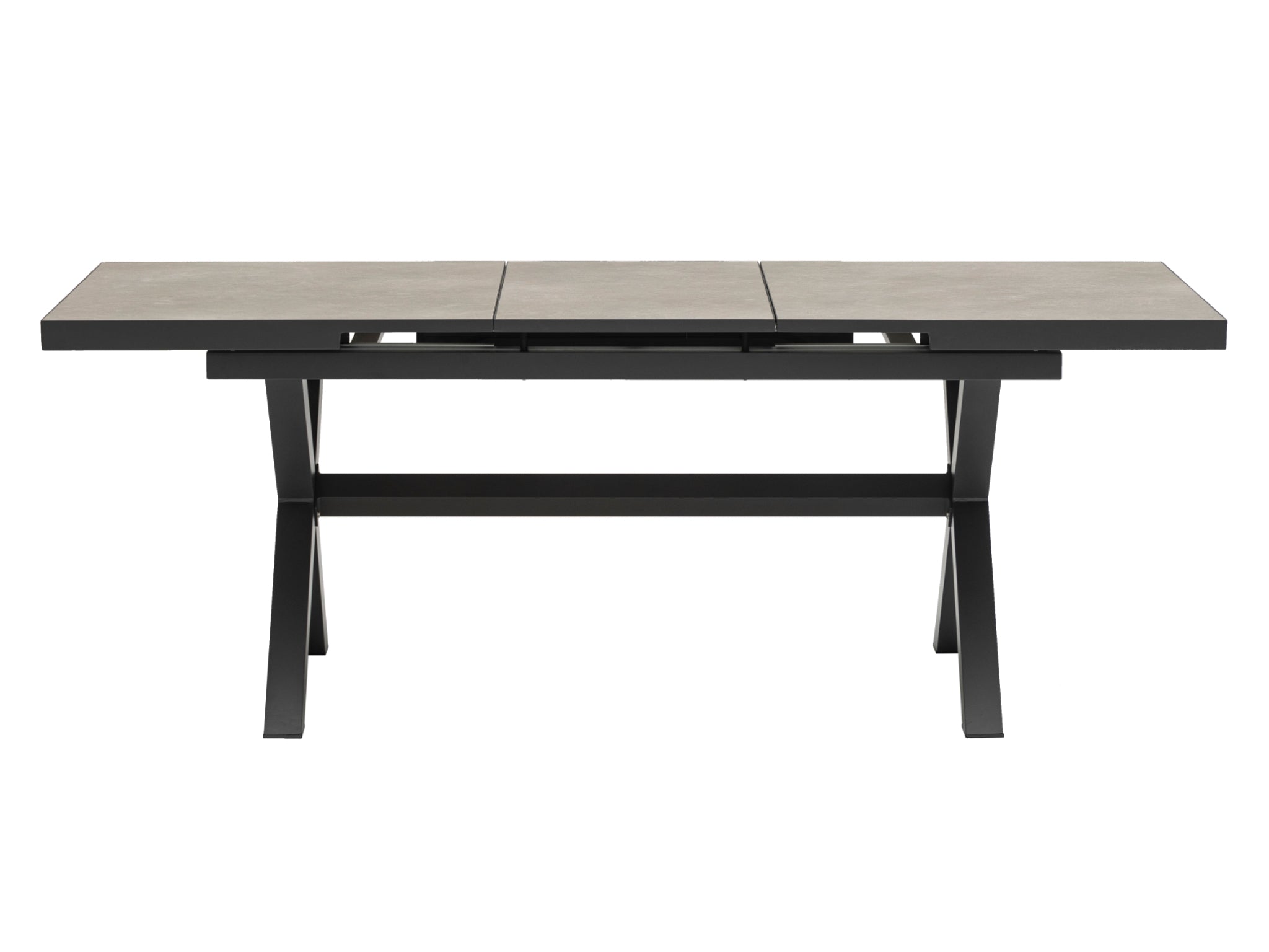 FurnitureOkay Bondi-Mosman 9-Piece Ceramic Outdoor Extendable Dining Setting — Charcoal