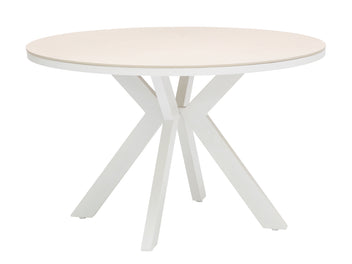FurnitureOkay Capri Sintered Stone Outdoor Dining Table (120cm Round) — White
