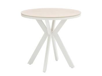 FurnitureOkay Capri Sintered Stone Outdoor Dining Table (80cm Round) — White