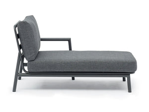 FurnitureOkay Como 2-Piece Aluminium Outdoor Chaise Lounge Setting — Charcoal