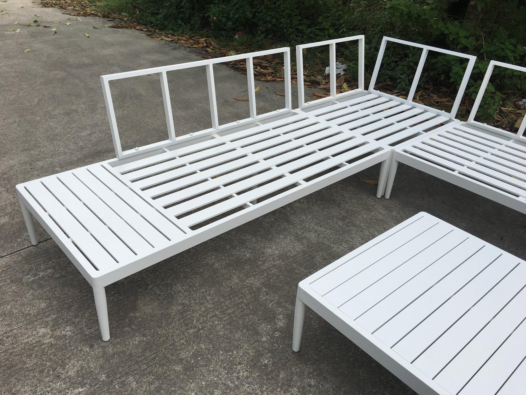 FurnitureOkay Coogee 4-Piece Aluminium Outdoor Modular Lounge Setting — Charcoal