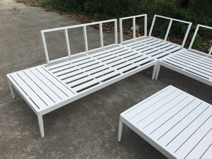 FurnitureOkay Coogee 4-Piece Aluminium Outdoor Modular Lounge Setting — White