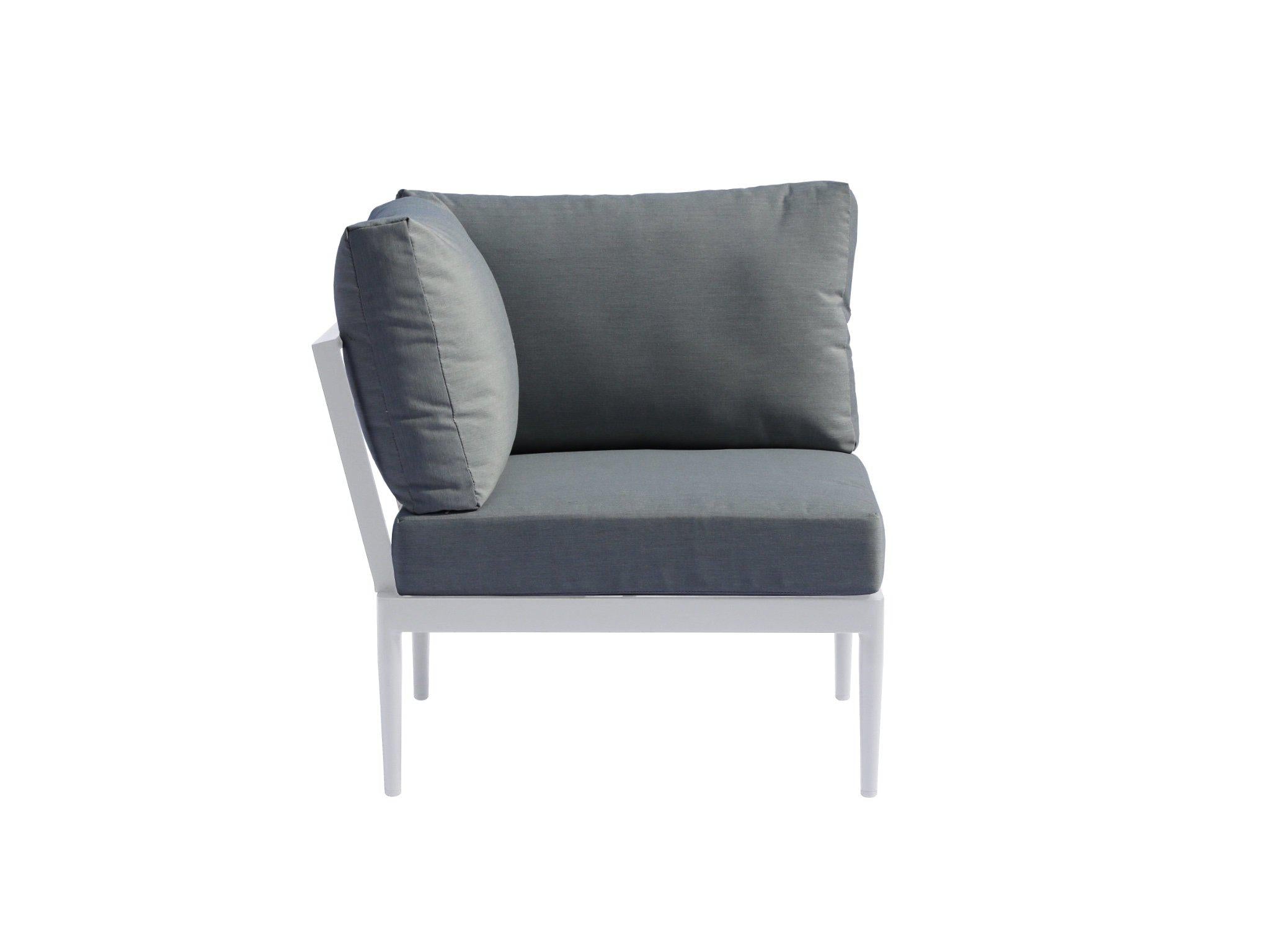 FurnitureOkay Coogee 4-Piece Aluminium Outdoor Modular Lounge Setting — White