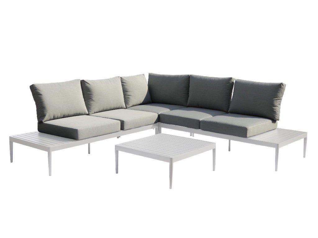 FurnitureOkay Coogee 4-Piece Aluminium Outdoor Modular Lounge Setting — White