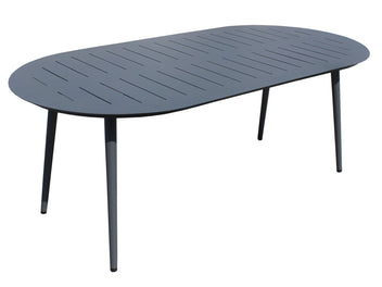 FurnitureOkay Cove 7-Piece Aluminium Outdoor Dining Setting — Charcoal