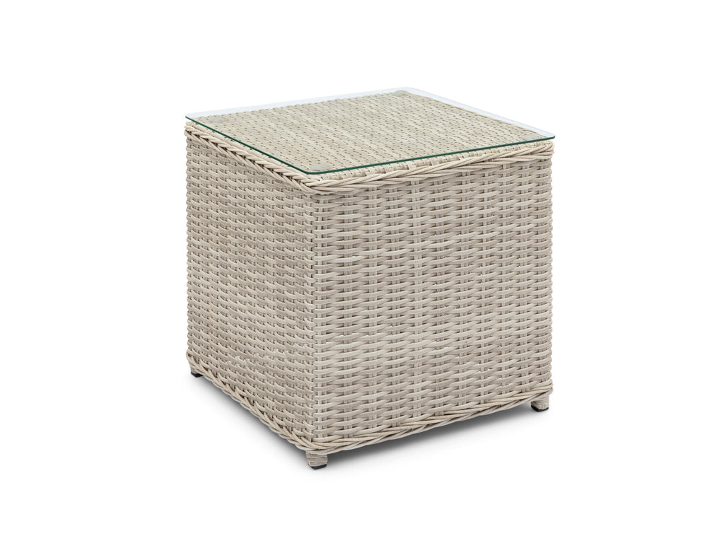 FurnitureOkay Dubai Wicker Outdoor Side Table — White Shell