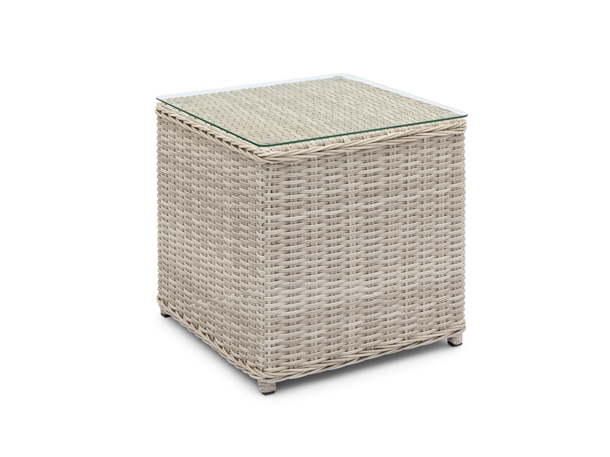 FurnitureOkay Dubai Wicker Outdoor Side Table — White Shell