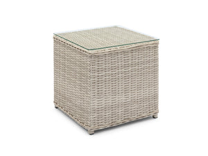 FurnitureOkay Dubai Wicker Outdoor Side Table — White Shell