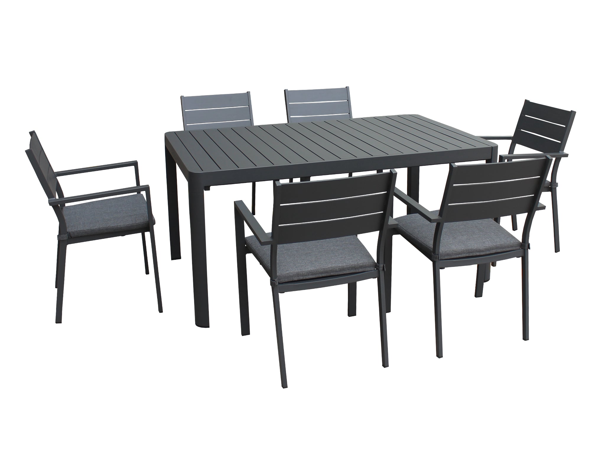 FurnitureOkay Eden 9-Piece Aluminium Outdoor Extendable Dining Setting — Charcoal