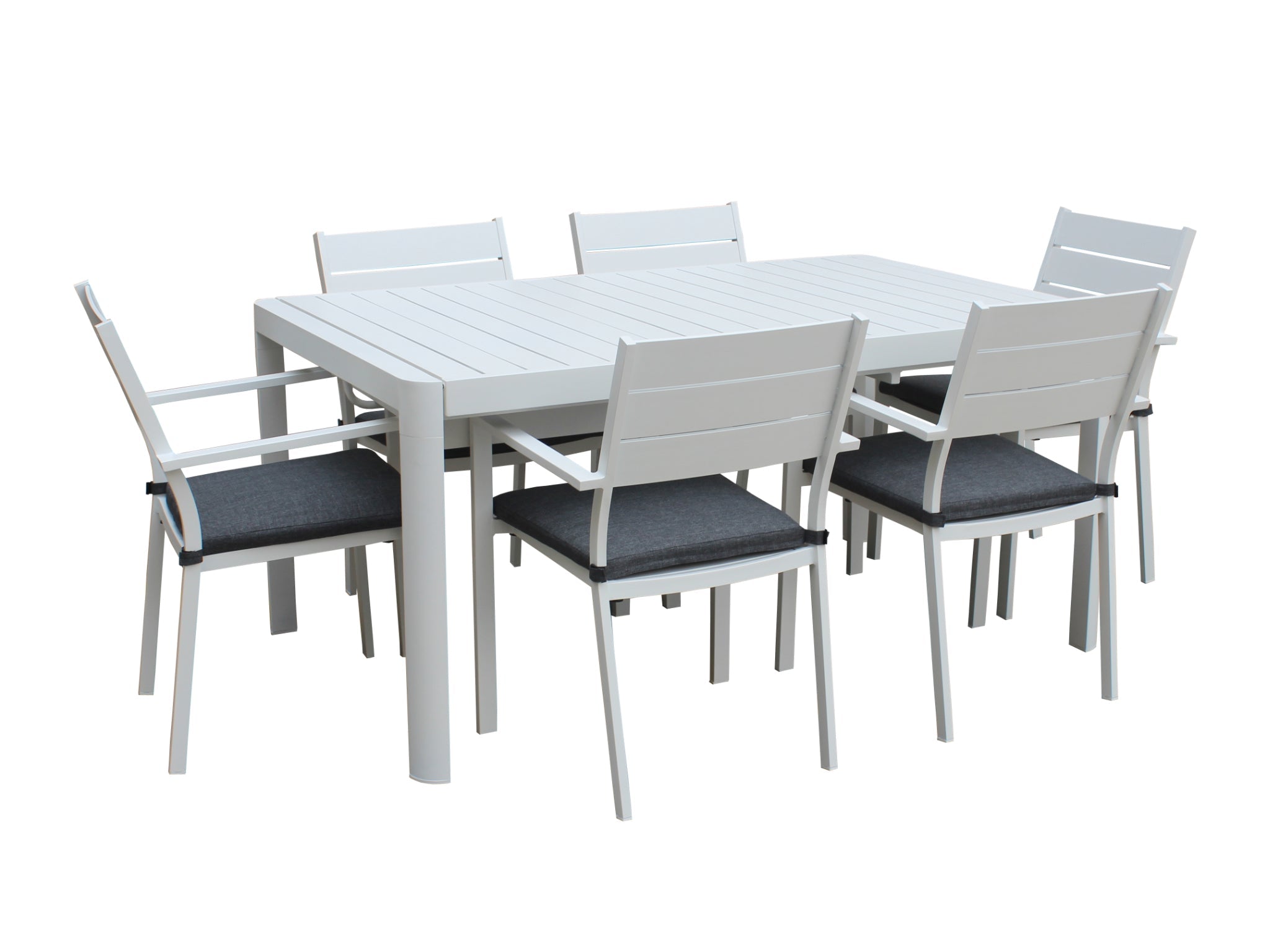 FurnitureOkay Eden 9-Piece Aluminium Outdoor Extendable Dining Setting — White