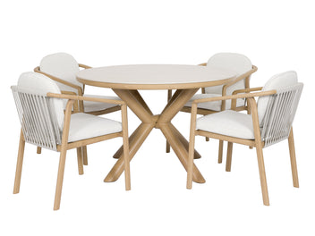 FurnitureOkay Gstaad 5-Piece Sintered Stone Outdoor Dining Setting