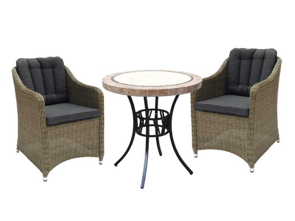 FurnitureOkay Liverpool 3-Piece Stone Outdoor Dining Setting