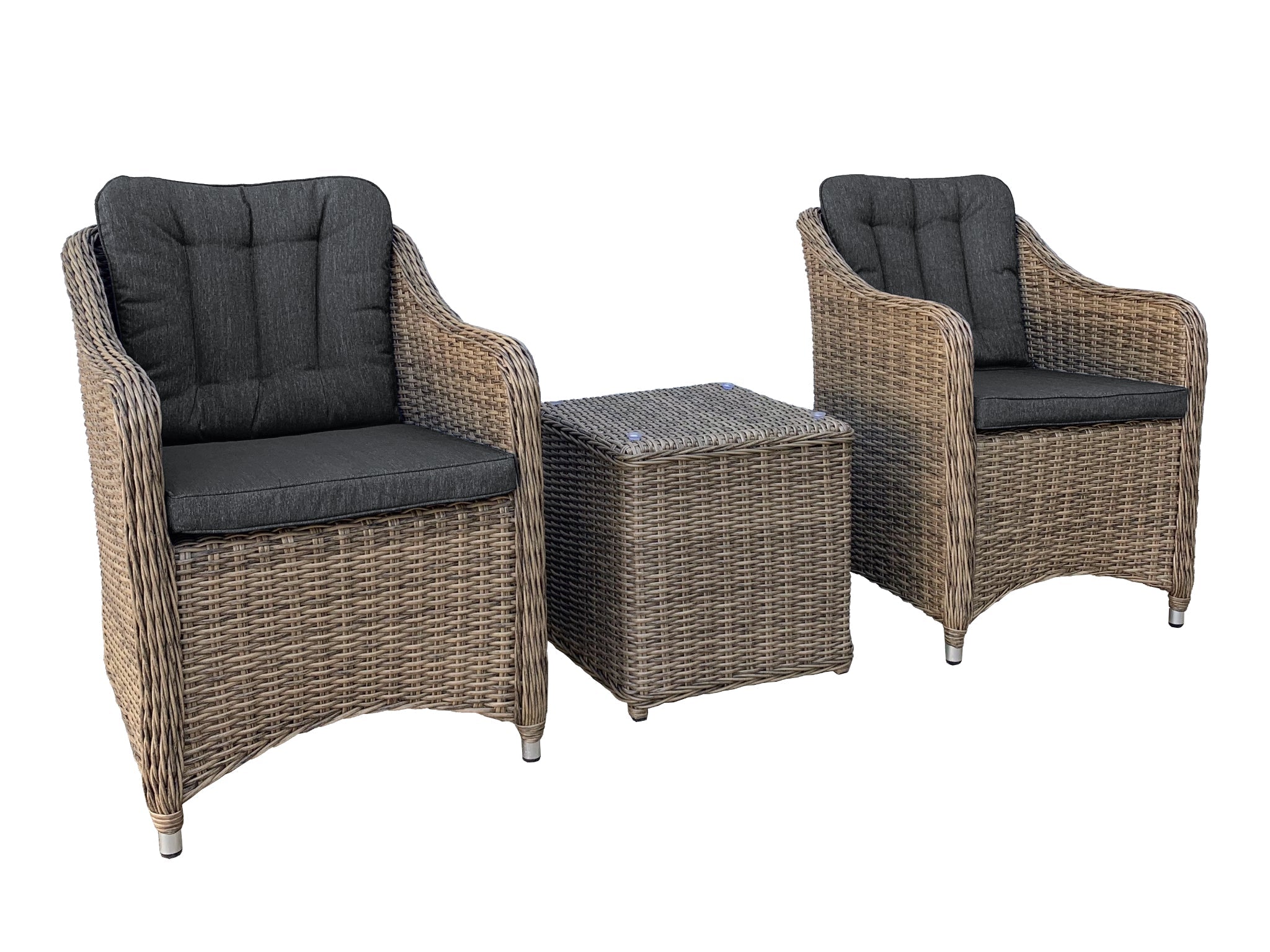 FurnitureOkay Liverpool 3-Piece Wicker Outdoor Balcony Setting