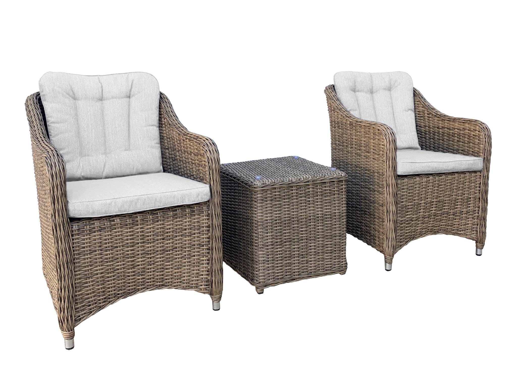 FurnitureOkay Liverpool 3-Piece Wicker Outdoor Balcony Setting