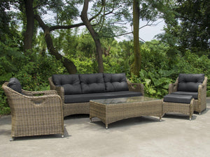 Liverpool 5 Piece Wicker Outdoor Lounge Setting FurnitureOkay
