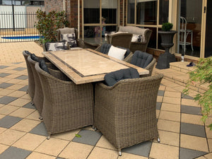 FurnitureOkay Liverpool 7-Piece Stone Outdoor Dining Setting