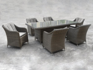 FurnitureOkay Liverpool 7-Piece Wicker Outdoor Dining Setting