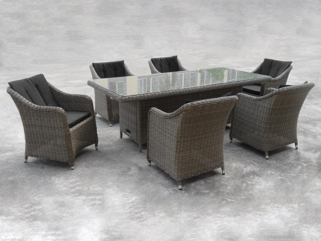 FurnitureOkay Liverpool 7-Piece Wicker Outdoor Dining Setting