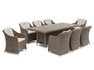 FurnitureOkay Liverpool 9-Piece Wicker Outdoor Dining Setting (Rectangle)