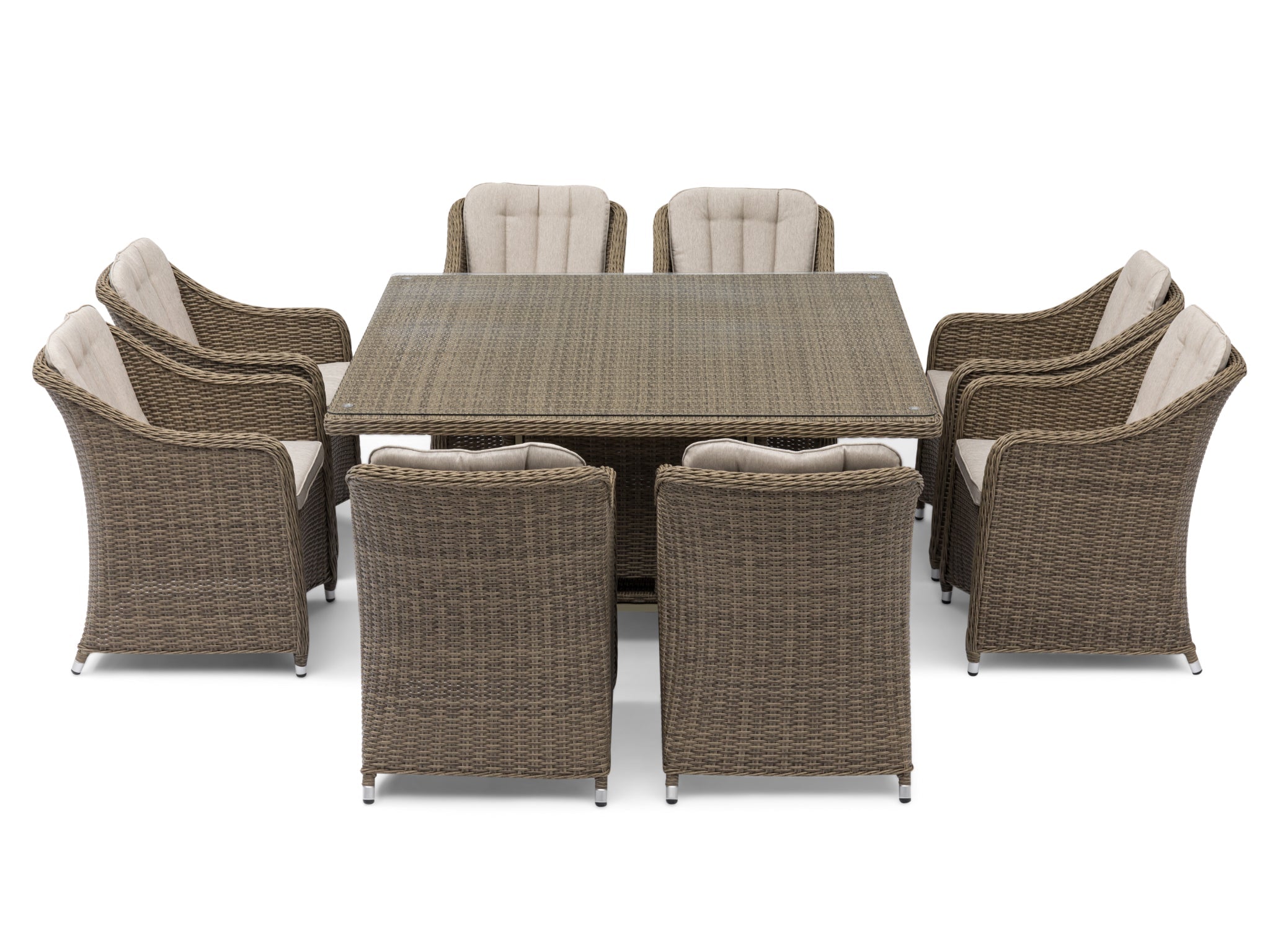 FurnitureOkay Liverpool 9-Piece Wicker Outdoor Dining Setting (Square)