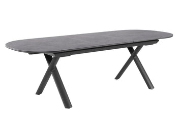 FurnitureOkay Malta Sintered Stone Outdoor Extendable Dining Table (200/250x100cm Oval) — Charcoal