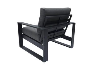 FurnitureOkay Manly 4-Piece Aluminium Outdoor Lounge Setting (2-Seater) — Charcoal