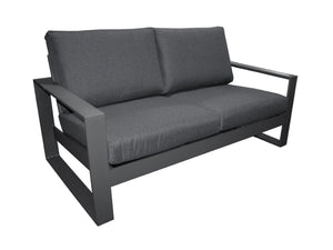 FurnitureOkay Manly 4-Piece Aluminium Outdoor Lounge Setting (2-Seater) — Charcoal
