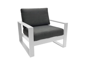 FurnitureOkay Manly 4-Piece Aluminium Outdoor Lounge Setting (2-Seater) — White