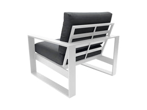 FurnitureOkay Manly 4-Piece Aluminium Outdoor Lounge Setting (2-Seater) — White