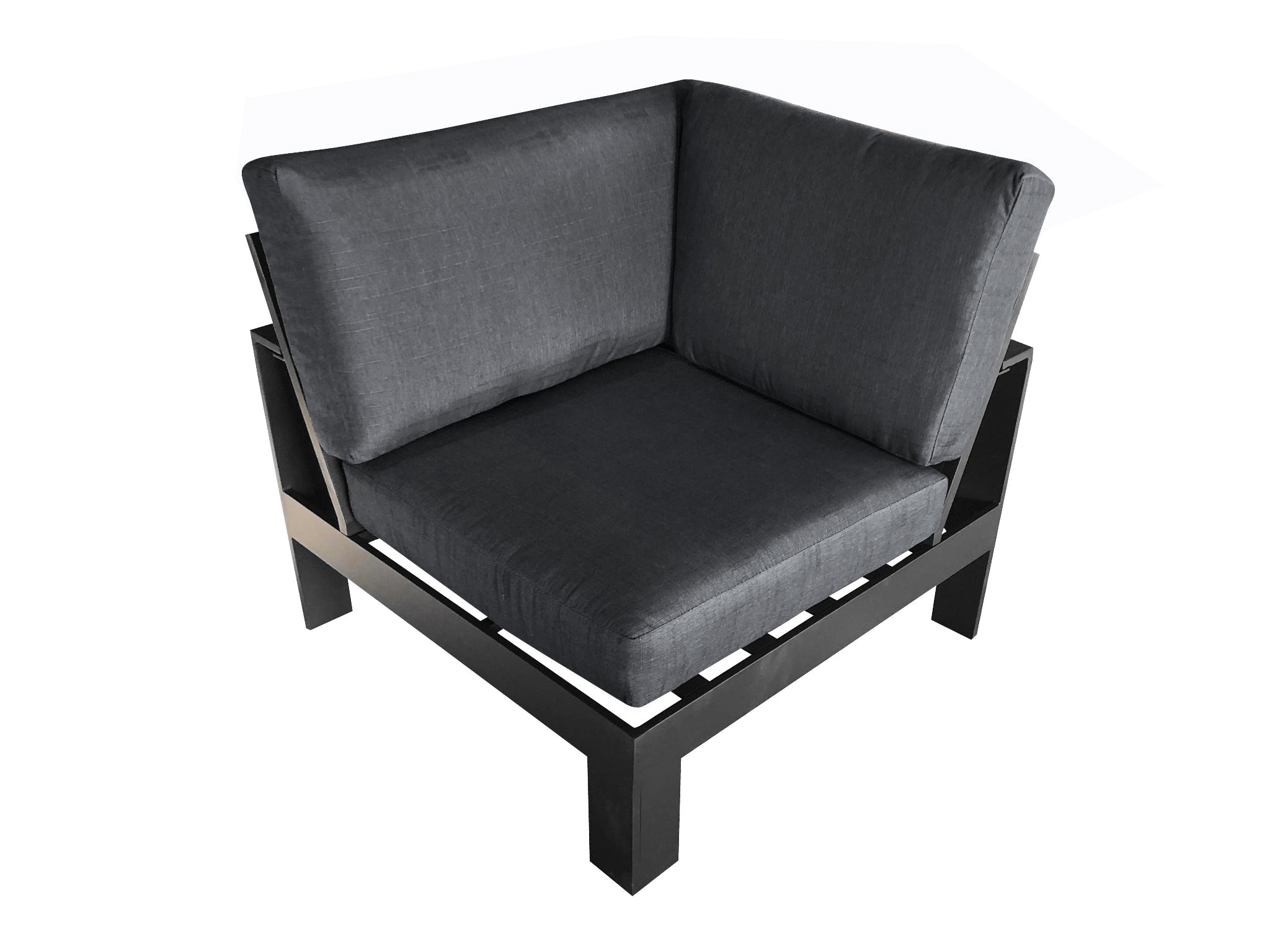 FurnitureOkay Manly 5-Piece Aluminium Outdoor Modular Lounge Setting — Charcoal