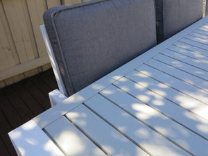FurnitureOkay Manly 7-Piece Aluminium Outdoor Dining Setting — White