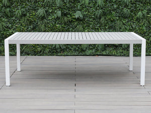 FurnitureOkay Manly 9-Piece Aluminium Outdoor Dining Setting — White