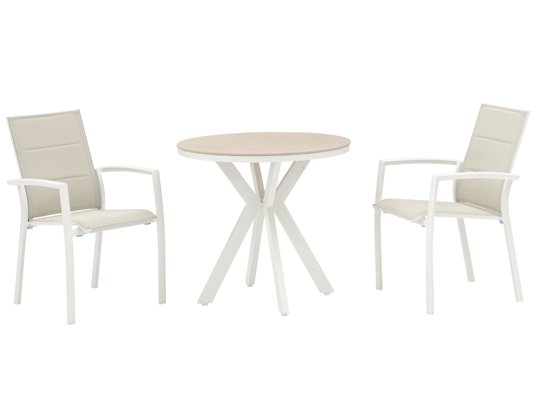 FurnitureOkay Marina-Capri 3-Piece Sintered Stone Outdoor Dining Setting — White