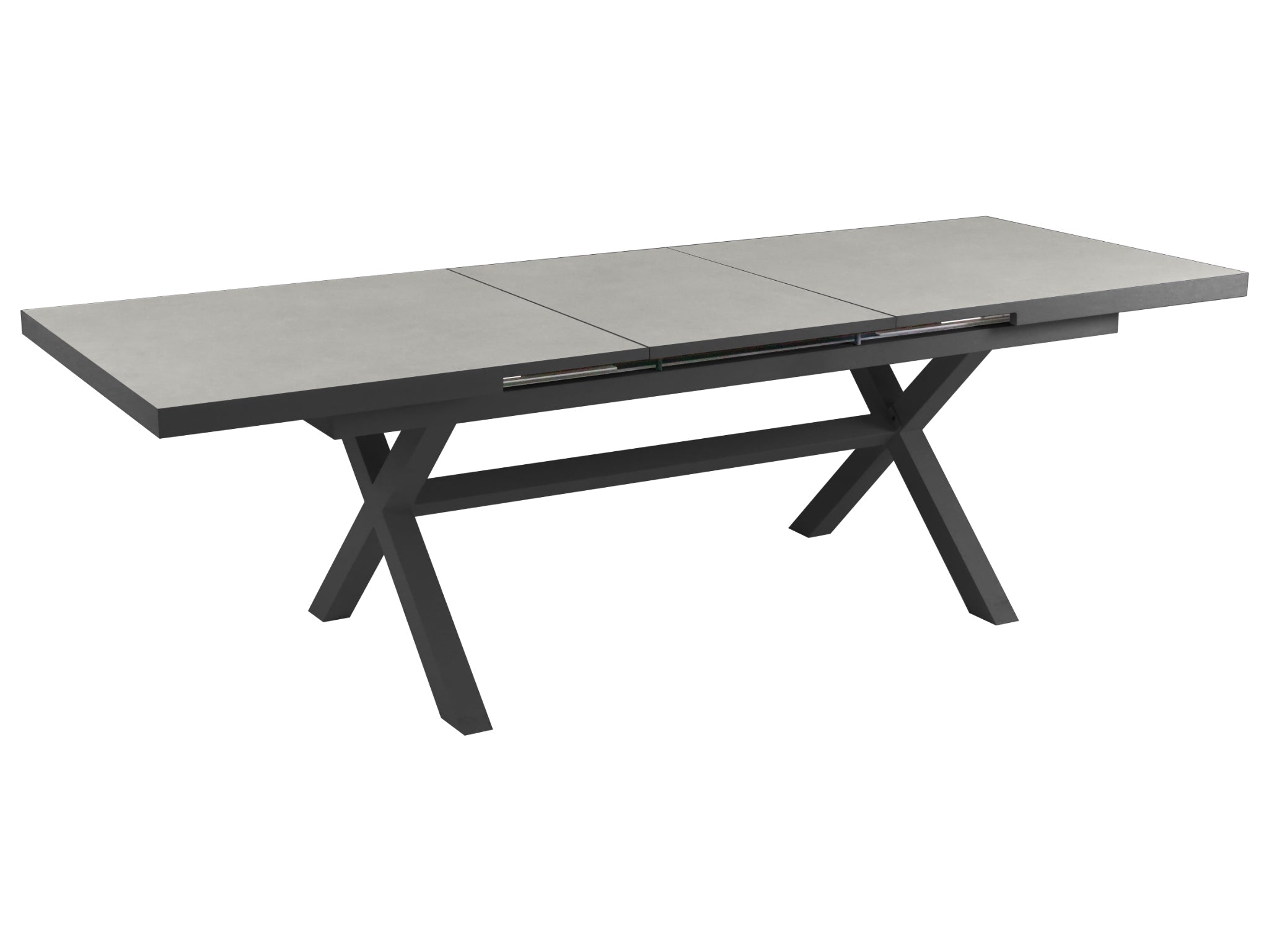 FurnitureOkay Marina-Mosman 11-Piece Ceramic Outdoor Extendable Dining Setting — Charcoal