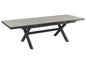FurnitureOkay Marina-Mosman 11-Piece Ceramic Outdoor Extendable Dining Setting — Charcoal